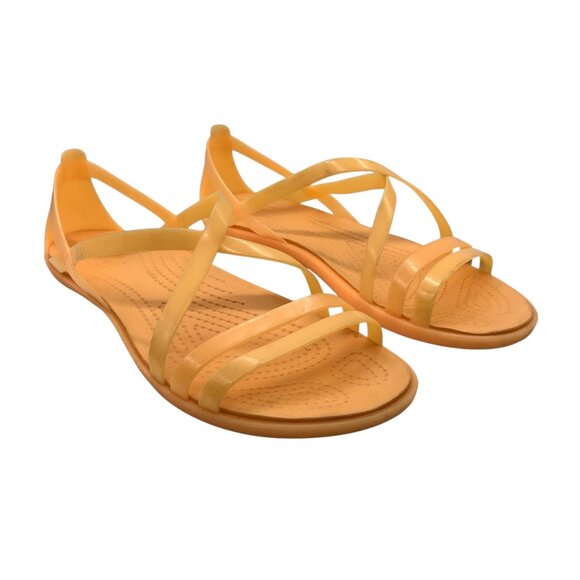 Crocs Isabella Orange Strappy Sandals Women Size 10 Lightweight Iconic - Picture 1 of 8